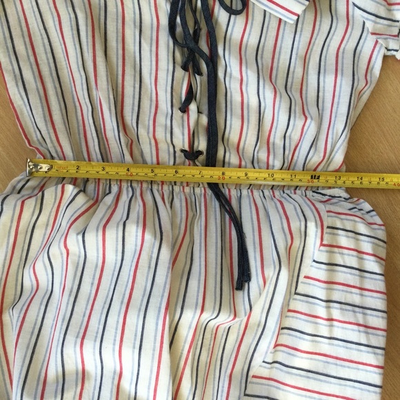 Current Air Dress Medium Los Angeles Cotton Lined Stripe Ruffles Midi Coastal - Picture 9 of 10